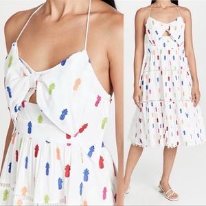 COPY - FARM Rio Multicolor Pineapple Embroidered Midi Halter Dress NWT